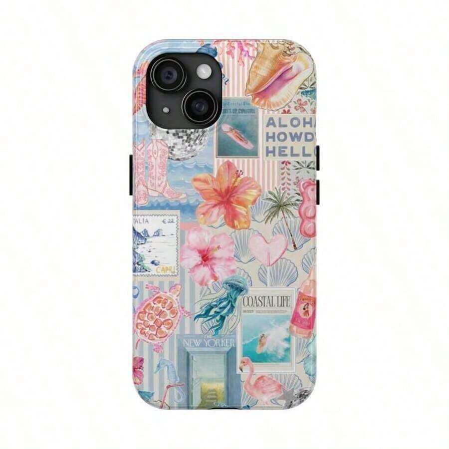 Collage Phone Case  Beachy Travel Art  Summer Aesthetic Phone Cover For IPhone - White - View 1