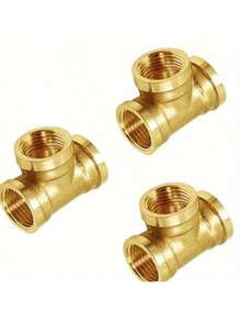 Brass T-Type G1/2 Threaded Connector - Corrosion Resistant Faucet, Shower And Irrigation System Accessories, Suitable For Hydraulic, Pneumatic, And Piping Systems - Industrial Pipe Fittings, Universal For Europe And America