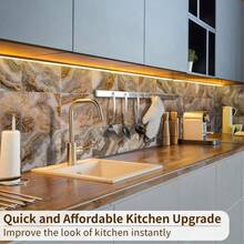 Funlife 50Pcs Peel And Stick Backsplash Wall Tile For Kitchen Bathroom Laundry Room, 5.9"X5.9" Brown Marble - Đá cẩm thạch nâu - Xem 2