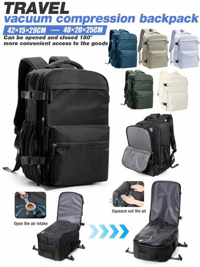 Mochila de compresión al vacío - Nailon duradero, para hombres y mujeres Mochila de viaje de gran capacidad Mochila de almacenamiento de equipaje multifuncional, ligera y resistente al agua - Perfecta para viajes, senderismo, camping y aventuras al aire libre Mochila de almacenamiento al vacío multifuncional comprimida