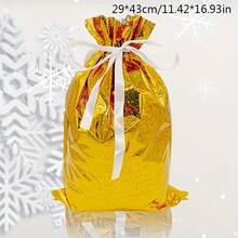 2PCS/Set Christmas Gift Packaging Bags With Drawstring Closure Festive Santa Reindeer Snowflake Tree Designs Multiple Styles Of Gift Packaging Bags Durable Plastic Holiday Treat Bags For Xmas Decorations Candy & Presents - Multicolor - View 17