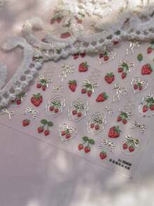 1pc Gold Totem Pink Heart Nail Art Stickers, Holographic Nail Decals, Nail Art Design, Rhinestones, 5D Self-Adhesive, Nail Accessories Women, Aesthetic Nail Art - 多色 7 - 查看 4