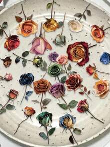 50 buc/pachet autocolante decorative PET cu trandafiri uscați, plante vintage, flori, consumabile pentru scrapbooking