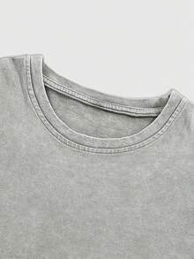 EWH MEN Street Life "D Eftones" Band Skeleton Horse Graphic Print Vintage Washed Short Sleeve Crew Neck Men's T-Shirt,Shirts Graphic,T Shirt Men DG004 - Xám - Xem 3