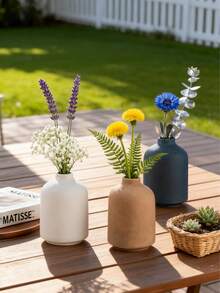 1pc Ceramic Vase, Suitable For Outdoor Gardens, Gardening Decoration, Home Living Room, Dining Table Display, Decorative Creativity, Desktop Display, Flowers Storage, Ornaments And Accessories, Etc.