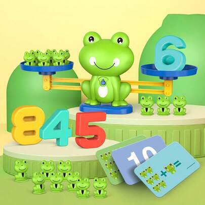 1 Set Kinder Frosch Waage Spielzeug, Lernspiel für Mathematik und Zahlen für Kinder ab 3 Jahren, interaktiv für Eltern-Kind, Förderung der kognitiven und logischen Denkfähigkeit