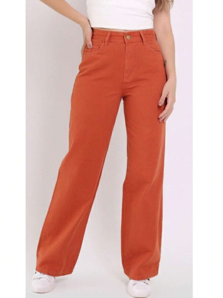BNB Women's Wide Leg Jeans, High Waist, Elegant Outfits, Premium Twill - 橘色 - 查看 1