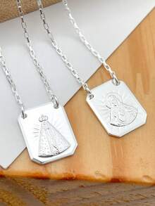 925 SILVER SCAPULAR HEART OF CHRIST AND OUR LADY OF APARECIDA MEN'S 925 SILVER PLATED - 銀色 - 查看 9