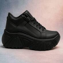 Buffalo Women's High Platform Sneakers Tractor Shoe 7cm High Promotion - Black - View 6