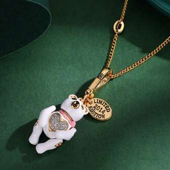 1pc Cute & Elegant Enamel Movable Heart Bear Pendant Necklace, Versatile Animal Charm Keychain Suitable For Women's Daily Wear