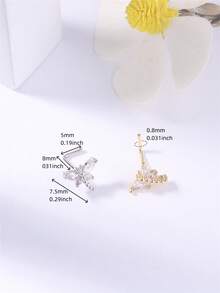 1PC/4PCS Butterfly And Flower L-Shaped Nose Studs – Sparkly CZ Nose Pins Piercing Jewelry For Women Girls Daily Wear