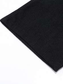 Plus Size Men Corduroy Loose Straight Leg Pants, Solid Color Casual Street Style Trousers For Spring & Autumn, For Winter - Black - View 5