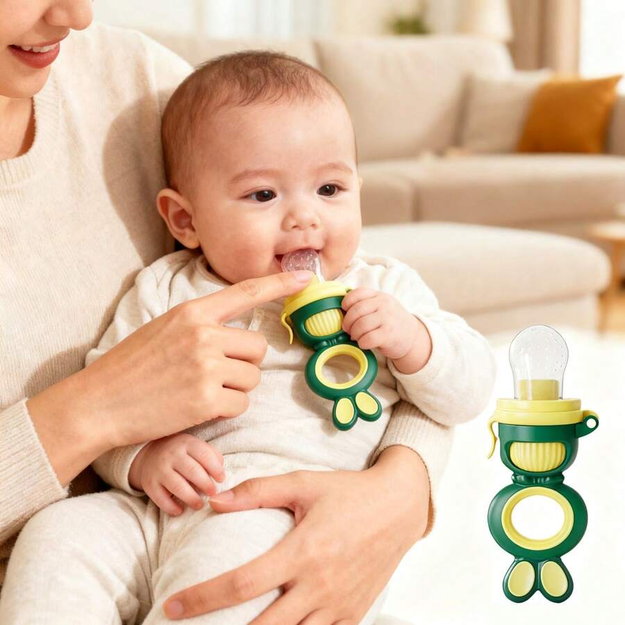 1-Piece Set Of New Baby Fruit And Vegetable Chews, Made Of Silicone, Comes With 3 Sizes Of Mesh Bags, A Rotating Push-Type Food Feeder, And A Juice Feeding Tool - Nhiều màu - Xem 1