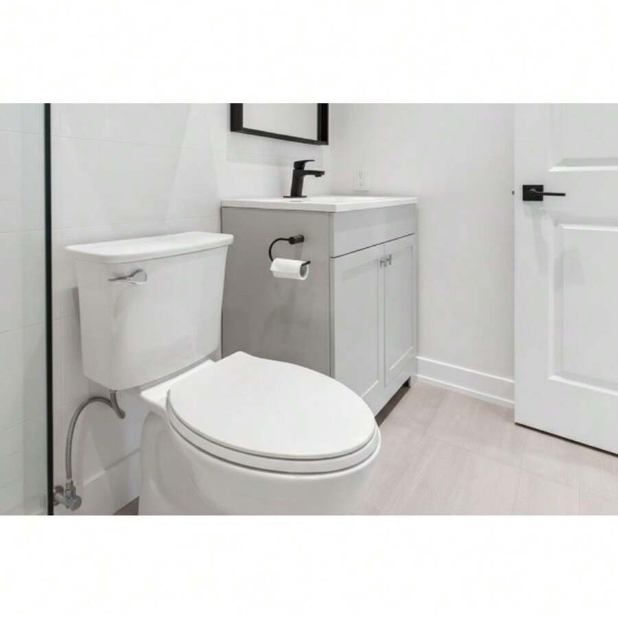 Tapa de inodoro reforzada+antibacterial+descenso silencioso+fácil instalación+baño hogar/familias/niños/adultos mayores44*36 - Blanco - Ver 1