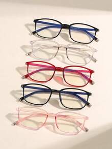 1 pieza Gafas transparentes rectangulares para mujeres, diseño simple y ligero, adecuadas para uso diario, lectura, uso de computadora, anti-fatiga, protección ocular, mejora de la miopía