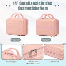 14"/19" 2-Piece ABS Spinner Suitcase Set With Combination Lock & 14" Cosmetic Bag (Black) - Pink - View 6