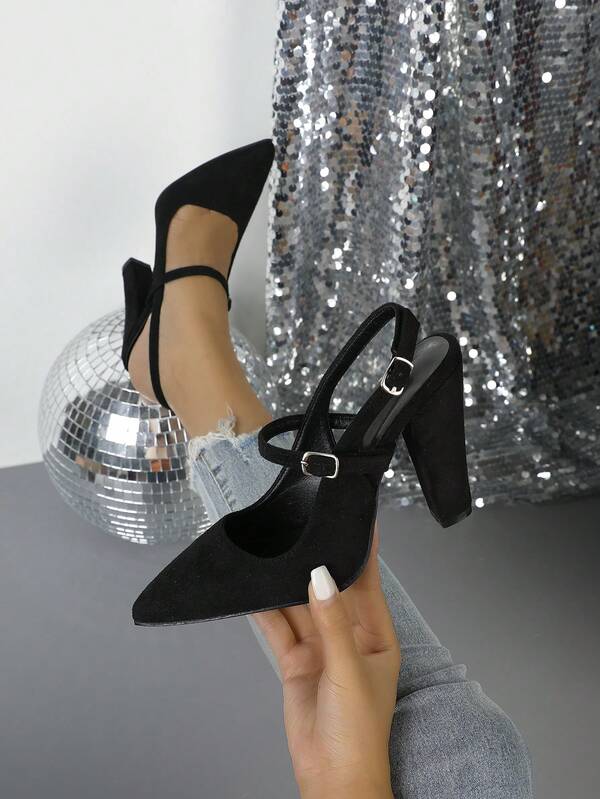 Women's Fashion Pointed Toe Hollow Out High Heel Shoes, Suitable For Daily Wear