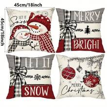 4 أغطية وسادة عيد الميلاد - مجموعة مقاس 15.75 * 15.75 بوصة (لا تشمل حشوات الوسادة) بنمط بابا نويل والثلجي والشجرة وأيل الرنة، ناعمة ومريحة لديكور غرفة النوم وغرفة المعيشة، قابلة للغسل في الغسالة بسحاب، مناسبة للأريكة والفناء والغرف المختلفة، ديكور عيد الميلاد والسنة الجديدة، حفلات عيد الميلاد، ديكور المنزل في فصل الشتاء