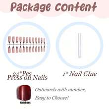 Stiletto Press On Nails Long Fake Nails Red French Tip Glue On Nails 3d Ripple Gold Chrome Acrylic Nails 24Pcs Handmade Almond False Nails Manicure Full Cover Stick On Nails - 多色15 - 查看 6