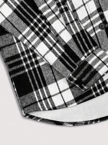 Nowa damska kurtka z polaru w kratę/tartan z kieszeniami zapinanymi na guziki z przodu, odpowiednia do codziennego noszenia jesienią/zimą