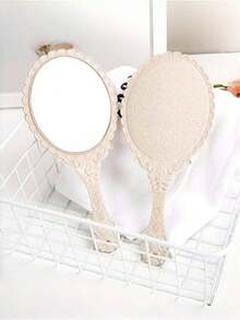 1 pezzo Specchio da trucco vintage portatile, specchio placcato con incisione floreale, specchio da viaggio portatile con motivo vintage europeo per borsetta, toeletta, decorazione per la casa, profumo da sposa, specchio a mano in stile INS rosa oro, specchio da toeletta compatto e portatile, decorazione da tavolo vintage, accessori estetici per donne e ragazze, perfetto per spose, adolescenti, amanti dello stile vintage, truccatori, amanti del glamour, collezionisti, regalo ideale per la festa della mamma, San Valentino, Natale