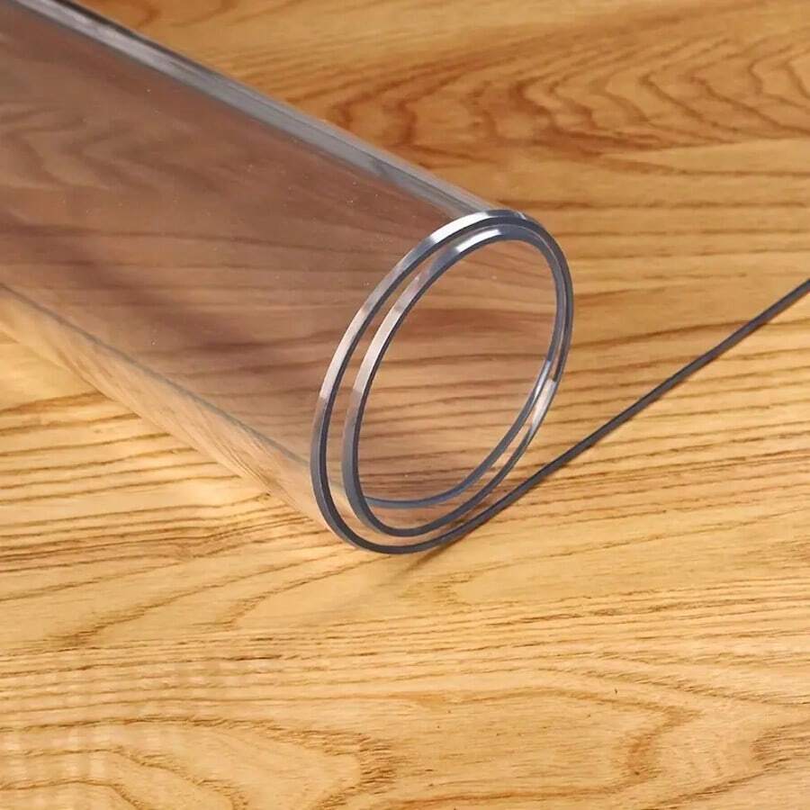 1.0mm Thick Transparent PVC Table Cover Protector - Heat Resistant, Scratch-Proof, High Quality, Easy To Install On Wood, Glass And Metal Surfaces - Multipurpose Rectangular Tablecloth, Suitable For Home And Office Protection - White - View 1