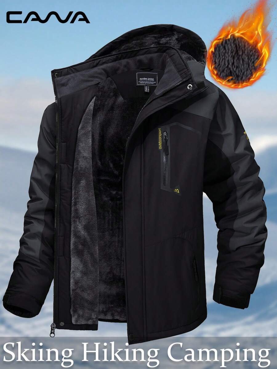 Cavva 男士冬季保暖防水防风多口袋滑雪外套，适合徒步、露营、登山、滑雪等户外活动。 - 彩色 - 查看 1