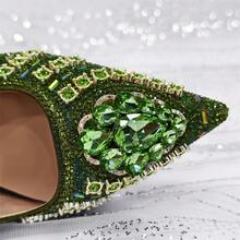 Venus Chan 2025 Elegant Fruit Green Women's Green Heels And Rhinestone Handbag Set - Italian Design For Weddings And Parties - Olive Green - View 7