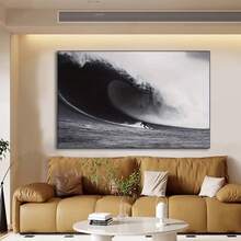 1 pieza Póster de arte de lienzo de surf de California - Decoración de pared sin marco de olas oceánicas para sala de estar, dormitorio, oficina en casa - Tema náutico moderno