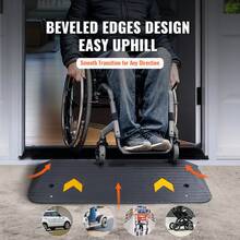 Upgraded Rubber Threshold Ramp, 1.5 Inch Height Wheelchair Ramp Doorway, Natural Curb Ramp With 33069 Lbs Rated Load Capacity, Non-Slip Textured Surface Rubber Curb Ramp For Wheelchair And Scooter, Black - 1.5英寸 - 查看 2