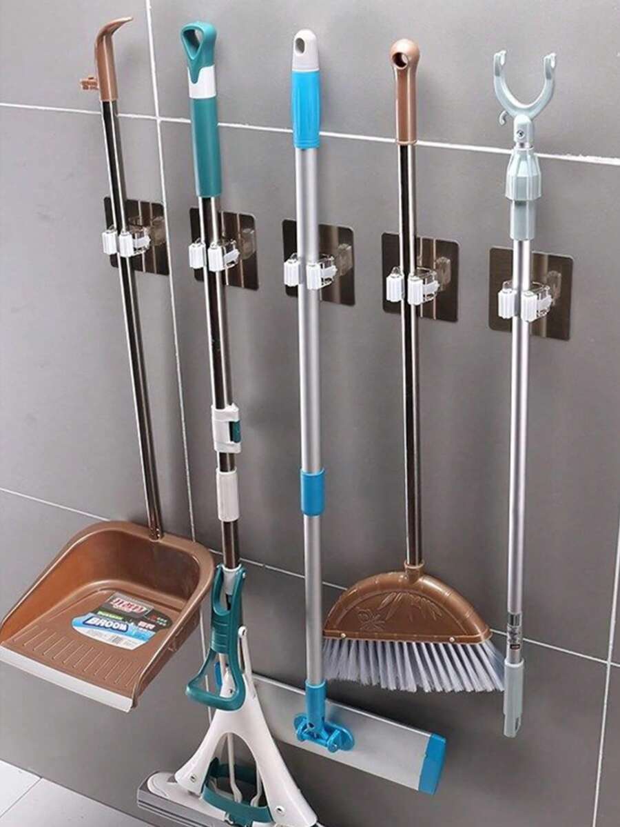 8/4/1 paquet Support mural pour balai robuste, pince multifonction puissante, convient pour les outils de salle de bain, charge max 3000g/6,6 lb, pince à balai, porte-balai, accessoire de salle de bain pratique, fournitures de nettoyage, pour maintenir les balais, les balais et les outils de nettoyage - Multicolore - Voir 1
