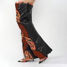 Totoga Embellished Flame Cutout Thigh-High Boots - 紅色 - 查看 3