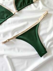 Women's Athens Suplex Curtain Bikini With Regulator - Moss Green With Cream - View 3