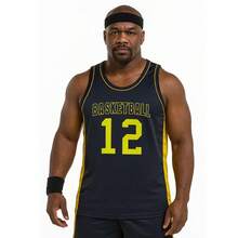 Men's Adult Sports Set: T-Shirt With Basketball Shorts - Black and Yellow Basketball - View 3