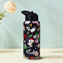 Official Tokidoki Unicorno 32oz Insulated Water Bottle With Straw, Stainless Steel Metal Vacuum Thermo Water Flask, Leak-Proof Double-Wall Vacuum Tumbler Cup Coffee Mugs For Gym Travel Work Shopping - 黑色 - 查看 6