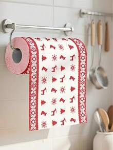 Weihnachts-Küchenpapier, dreischichtige verstärkte Rolle, Einweg-Küchen-Reinigungspapier für Trocken- und Nassreinigung, Einweg-Küchentücher, waschbare Trocken- und Nassreinigungsutensilien, zufällige Stilauswahl, Weihnachts-Haushaltsreinigungsutensilien, Weihnachtsgeschenke, Weihnachts-Dekorationspapierhandtücher