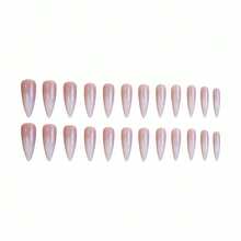 Stiletto Press On Nails Long Fake Nails White Ombre Glue On Nails Glossy Acrylic Nails 24Pcs False Nails Manicure Stick On Nails Almond Artificial Nails - 多色7 - 查看 4