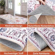 Anti-Slip Washable Living Room Rug | Short-Pile Rug With Large Vintage Flowers, Various Sizes (120*160cm/140*200cm/160*230cm/200*300cm) – Abrasion-Resistant, Stain-Repellent, For Balcony/Patio/Hallway - Màu gạo - Xem 8