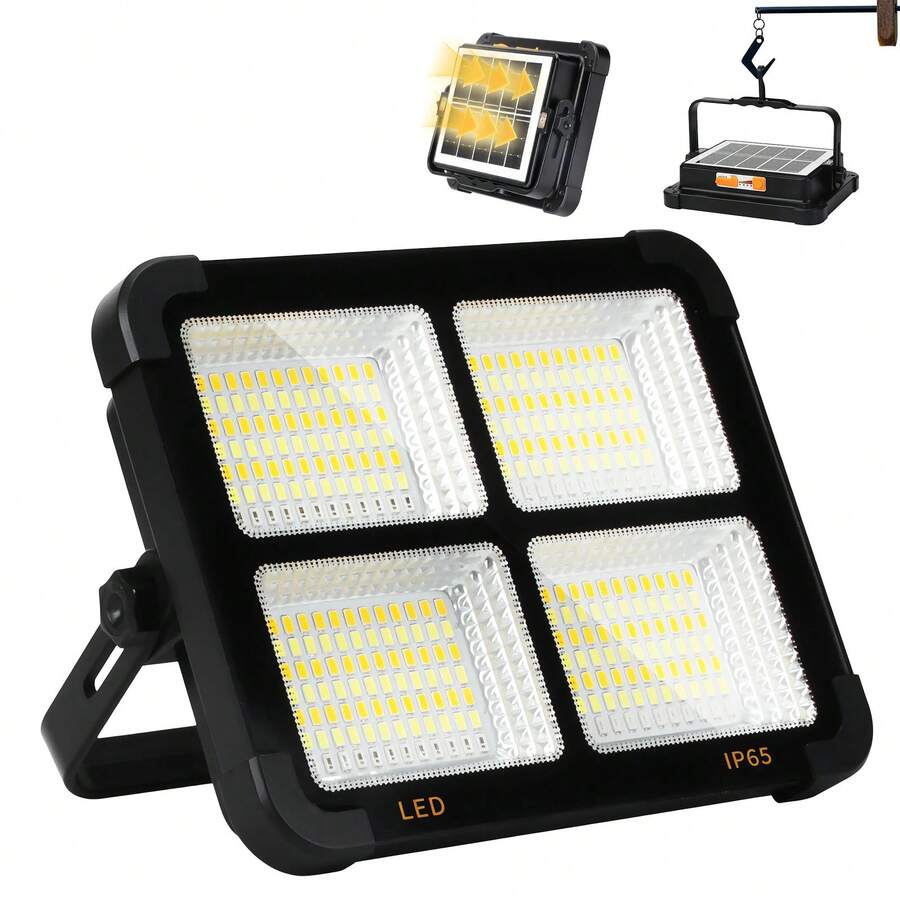 LED投光器 120Ｗ 作業灯 USB充電式 12000mAh 336個チップ IP65防水 耐久性 便携 薄型 高輝度 五つ点灯モード 赤青点滅 マグネット付き 緊急時 ソーラー充電 SOS信号 - ブラック - チェックする 1