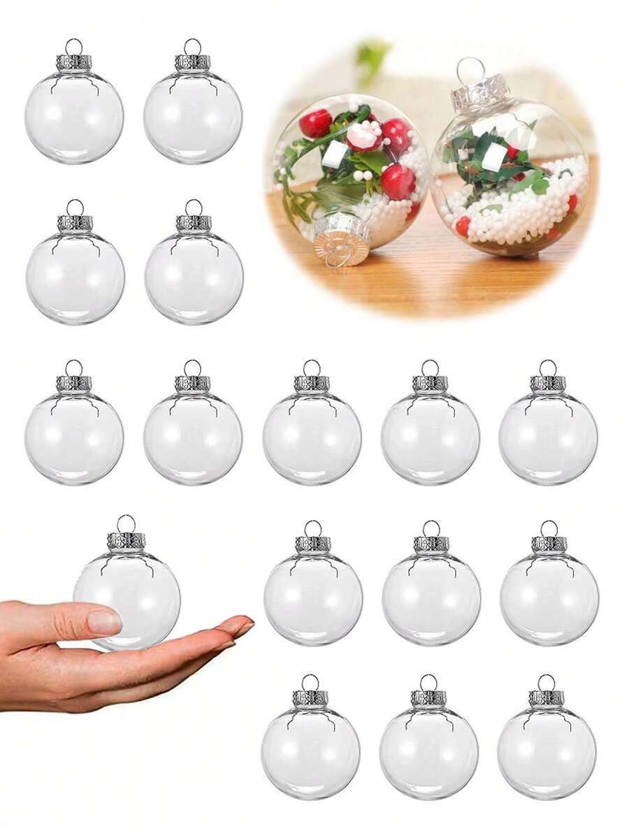 10/5/1pc透明圣诞装饰塑料球，圣诞节DIY手工配件塑料空圆球，圣诞树装饰，家居装饰道具，节日派对气氛装饰空球，拍照装饰道具，适用于万圣节，DIY手工道具，圣诞树，拍照道具，家居装饰，节日派对装饰 - 彩色 - 查看 1