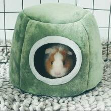 1 buc. Cuib semi-închis din bumbac, în formă de ciot de copac, rezistent la vânt, cald, din pluș, pat de dormit 3D antiderapant cu fund mare, potrivit pentru hamsteri, veverițe, planoare de zahăr, cobai, toate anotimpurile