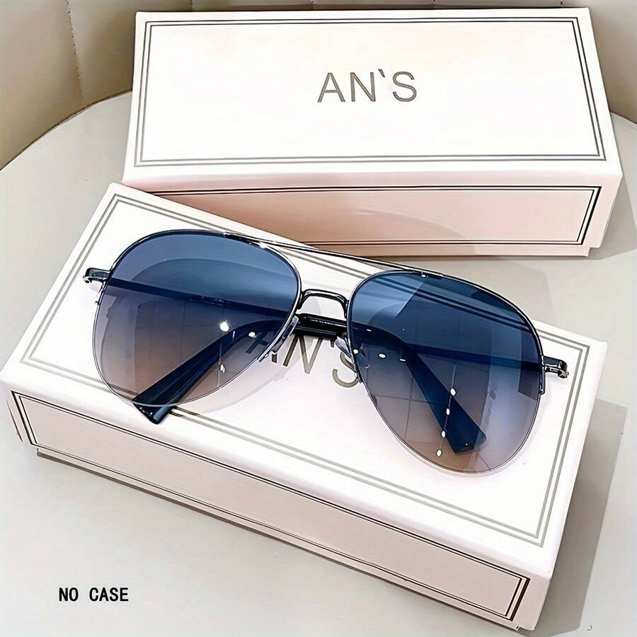 YMFASHION Stylish Lightweight 8-Temple Gold Metal Frame Fashion Eyewear | Unisex Durable Metal Frame With Protective Case For Casual Wear No Battery Required - Màu xanh lam - Xem 1