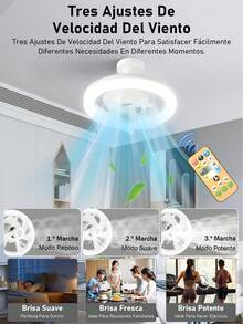 1PC 50W Luz LED 360° oscilante para ventilador, luz para ventilador de techo, ventilador de techo pequeño con mando a distancia, con función de temporizador, tres velocidades de viento, tres temperaturas de color, E27, para dormitorio estudio cuarto de baño - Tipo de Enchufe A USA (110-127V) - Ver 5