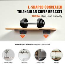 Shelf Bracket, 16cmL X 10cmW X 4.5cmH 6 Pcs, Heavy Duty Floating Shelf Brackets, Brackets For Shelves, 5mm Thick Matte Black L Shelf Bracket,Steel Shelving Brackets With 72.6 Kg Load Capacity - Black - View 2