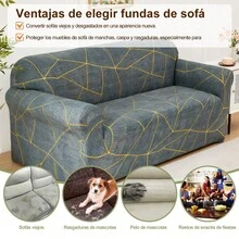 Protector de sala de estar con funda de sofá estampada en L, funda de sofá elástica a prueba de polvo y universal - xiliu - Ver 4