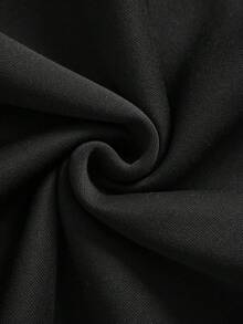 1件青少年男童休闲宽松舒适户外运动纯色抓绒针织直筒阔腿涤纶裤，春/秋/冬 - 黑色 - 查看 9