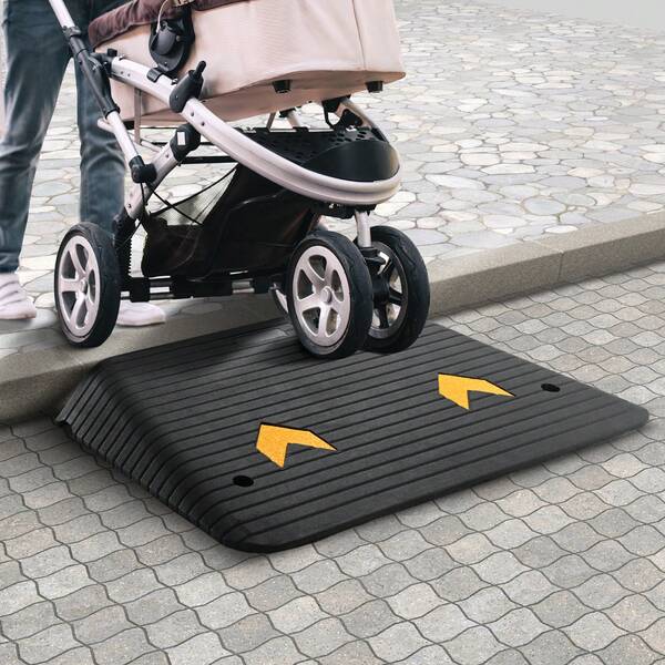 Rampa de umbral de goma, puerta de rampa para silla de ruedas de 4 pulgadas, rampa de goma reciclada con capacidad de carga nominal de 33069 libras, rampa de goma con superficie texturizada antideslizante para silla de ruedas, coche, scooter