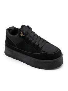 Baskets fourrées plateforme -Confort et style casual au quotidien - Noir - Voir 2