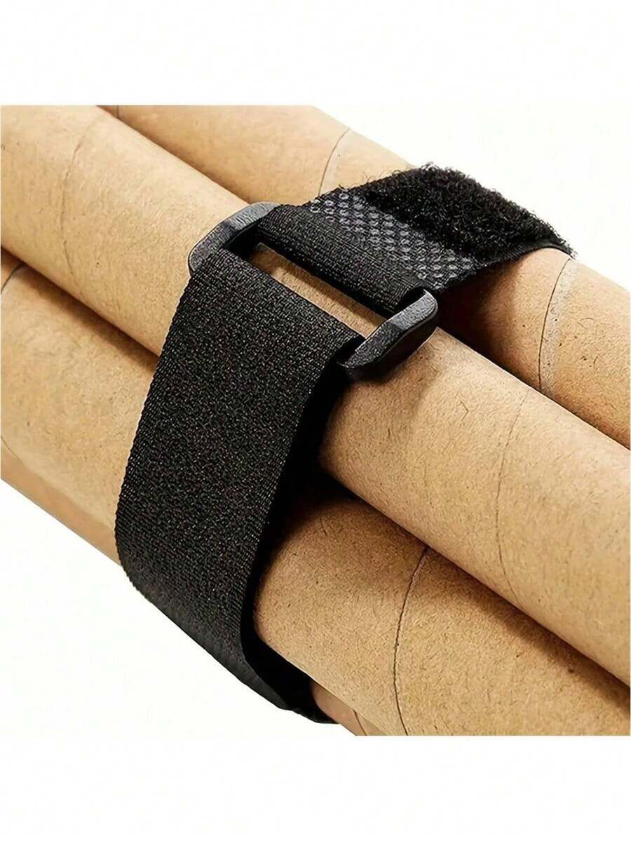 Tiras de , fita de gestão de cabos, abraçadeiras de cabos, abraçadeiras de fixação de cabos, organizador de cabos, organizador de fita autoadesiva macia, adequado para uso diário em escritório, tiras de com fivela, pode ser usado para ioga, modelo, armazenamento de drone de carga, tiras com fivela - Preto - Ver 1