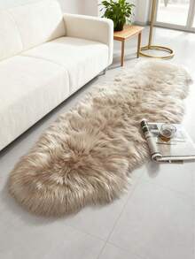 1pc Luxury Light Gray/Coffee Long Plush Area Rug, Nordic Style Long Shaggy Floor Mat, Asymmetrical Size With 1-5cm Cutting Error, Bedroom Bedside Rug, Christmas Gift, Window Sill Blanket & Sofa Cushion, Soft Decorative Carpet, Bedroom Decor, Small Rug, Carpet, Home Decor, Living Room Rug, Living Room Small Rug, Bedroom Rug, Living Room Home Decor, Outdoor Rug, Washable Rug, Thick/Plush Rug, Furry Rug, Autumn/Winter Rug Kitchen Rug - Khaki - View 1